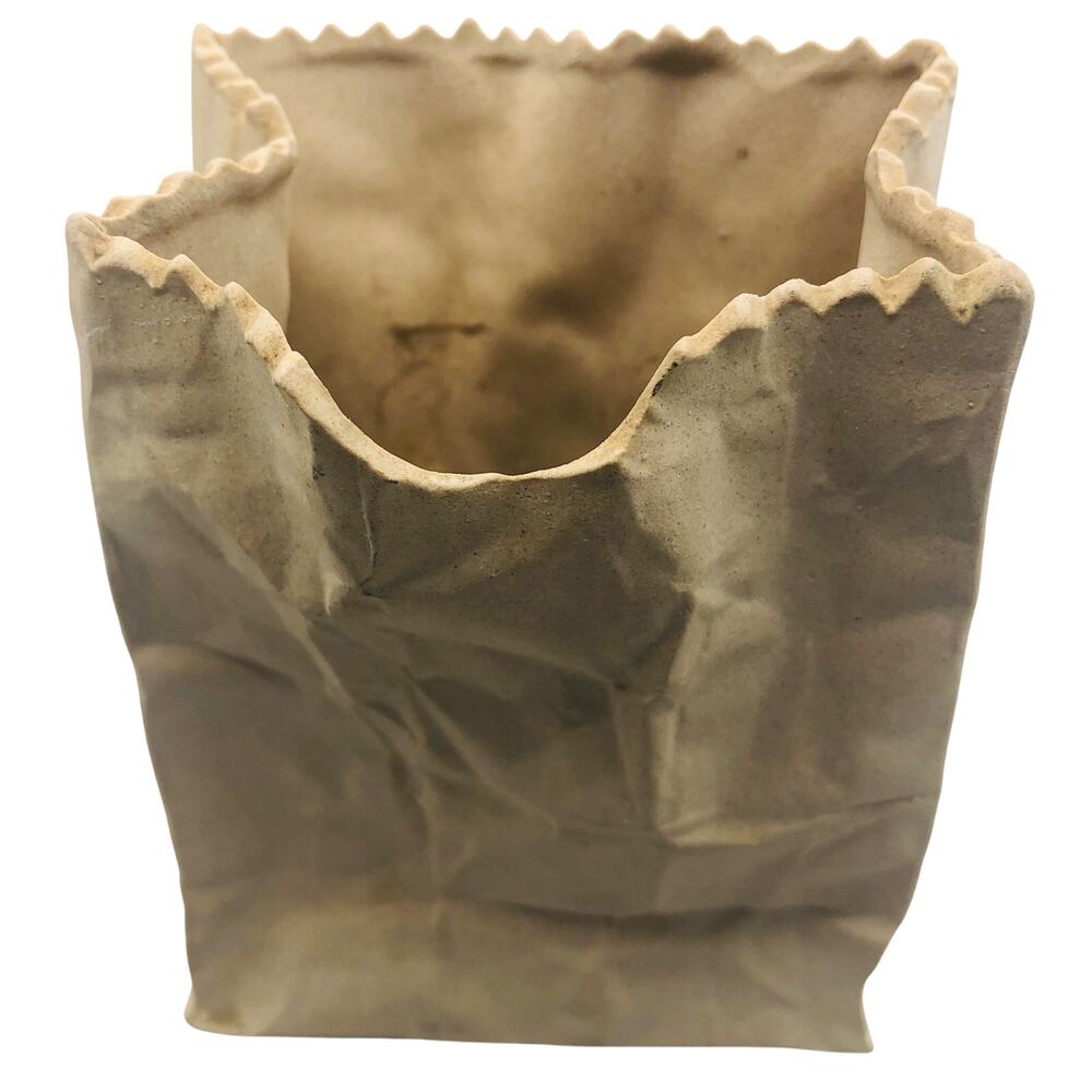 VTG Ceramic Pop Art Brown Paper bag sculpture